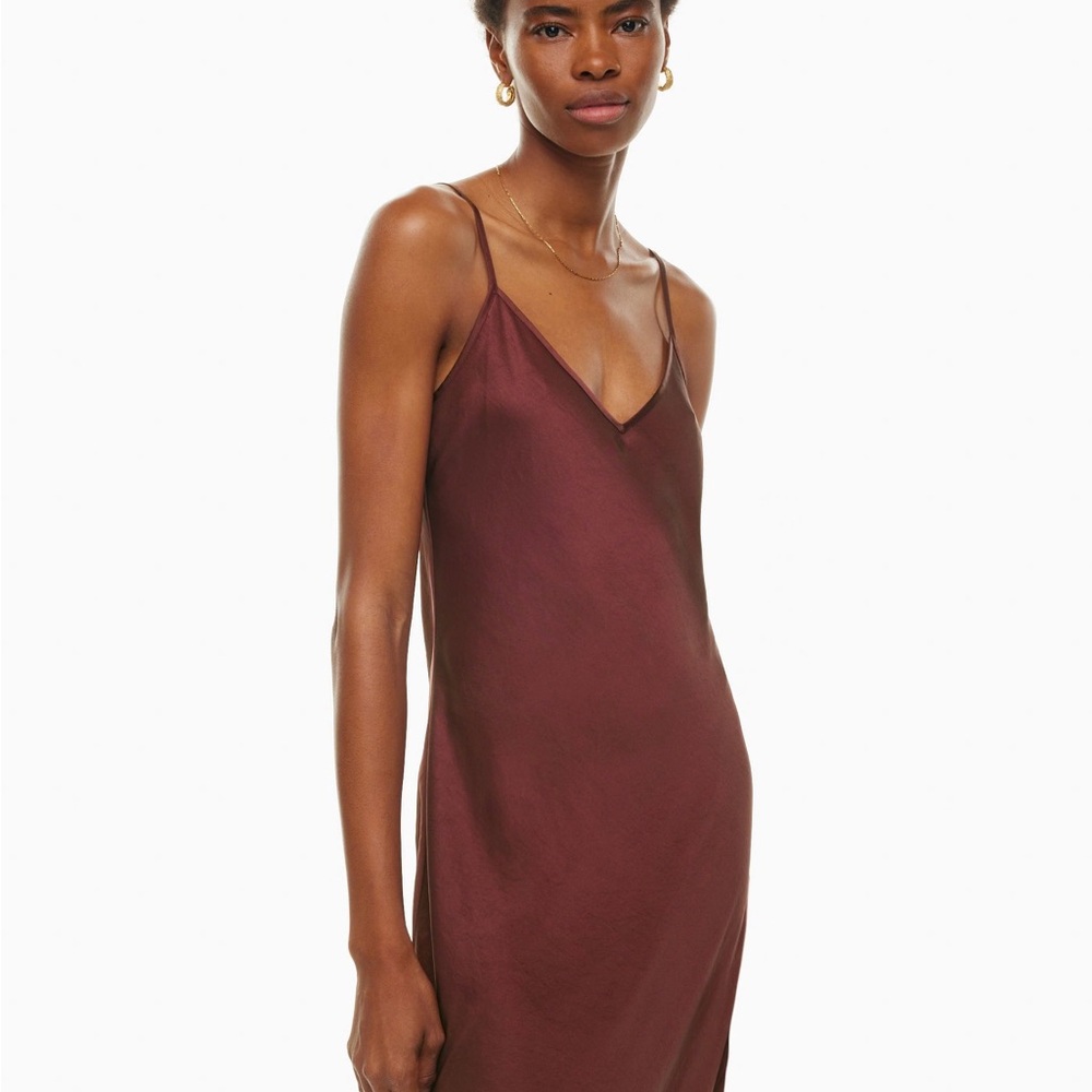 Aritzia Wilfred Only Slip Satin Midi Dress - Wine - Picture 2 of 8
